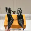Louis Vuitton Women Black Patterned Leather Heels product view 4
