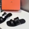 Hermès Women Black Leather Flat Sandals product view 3