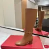 Valentino Women Tan Leather Mid-Calf Boots product view 5