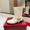 Valentino Women White Leather Mid-Calf Boots product view 5