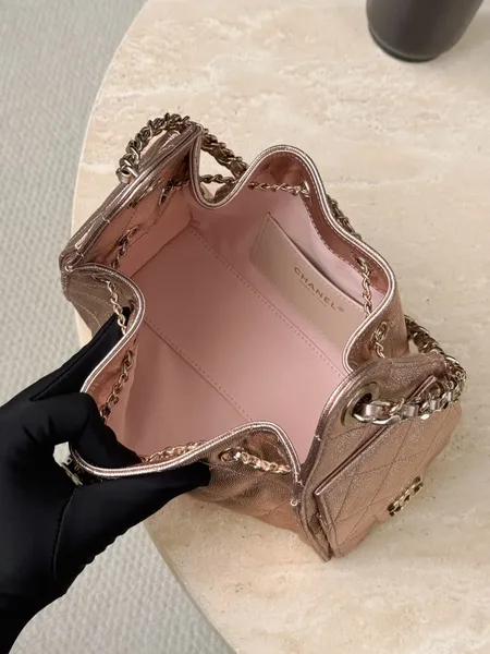 Chanel 25 Bag Mini Rose Gold Caviar Leather product view 5