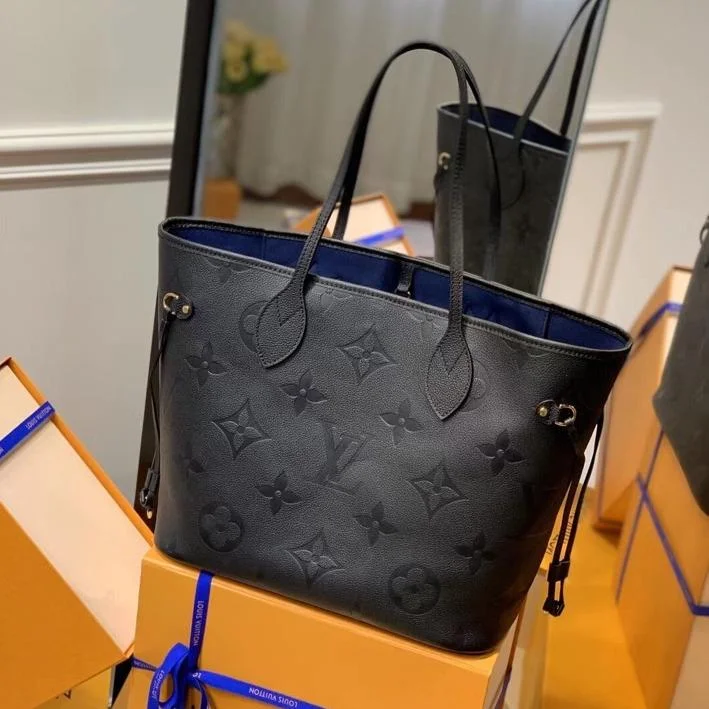 Louis Vuitton Neverfull MM 32 Black Embossed Cowhide Leather Bag product view 1