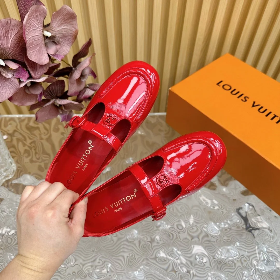 Louis Vuitton Women Red Patent Leather Loafers product view 6