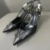 Valentino Women Black Leather Pointed Slingback Pumps product view 3