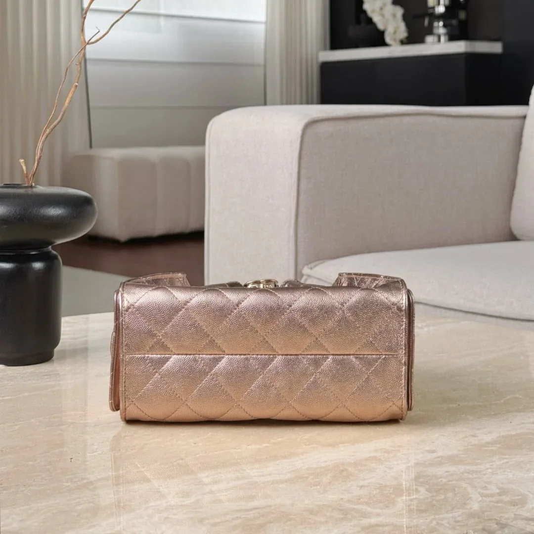 Chanel 25 Bag Mini Rose Gold Caviar Leather product view 4