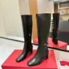Valentino Women Black Leather Knee High Boots product view 3