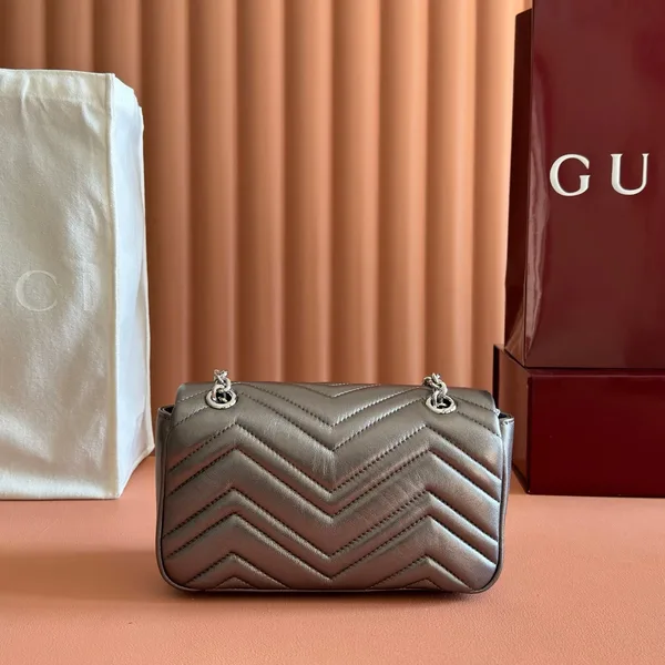 Gucci GG Marmont Bag 22 In Warm Gray Brown Lambskin product view 2