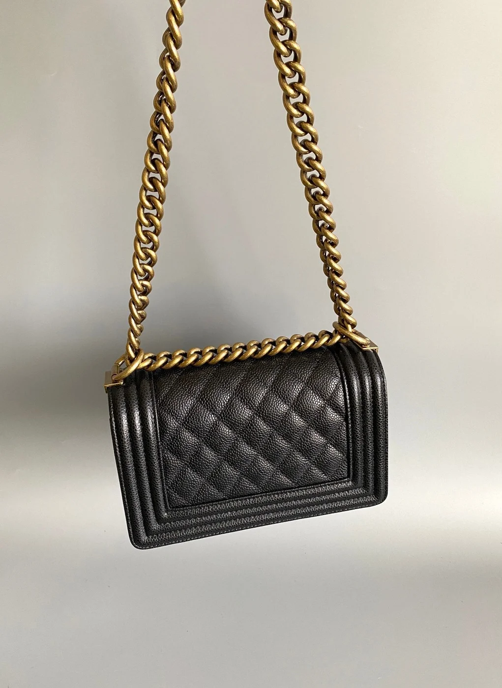 Chanel Small Boy Bag 20 In Black Lambskin Gold Hardware product view 3