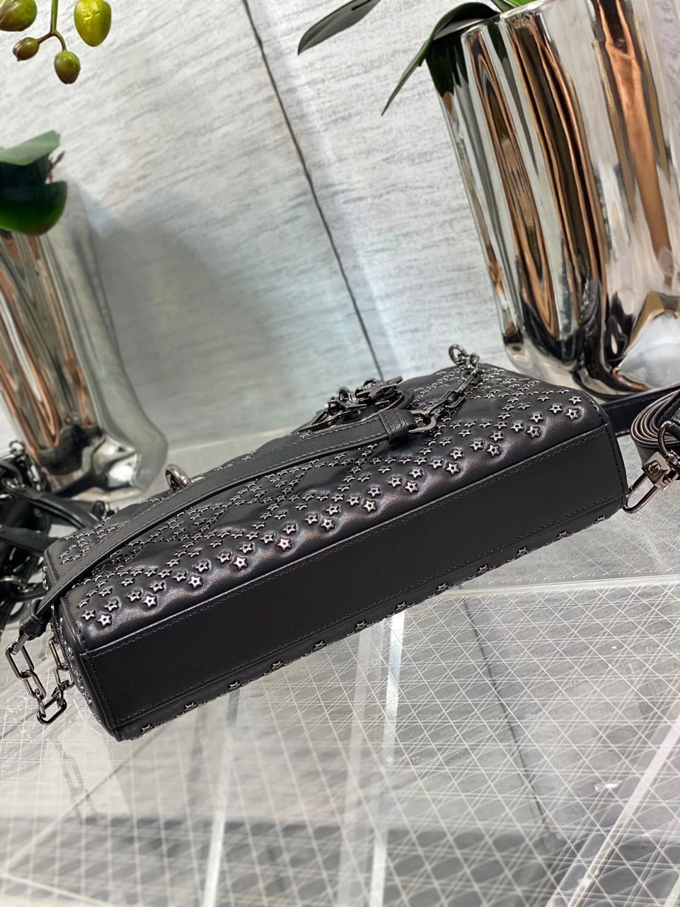 Dior D-Joy Premium Black Handbag With Star Studs 26 cm product view 6