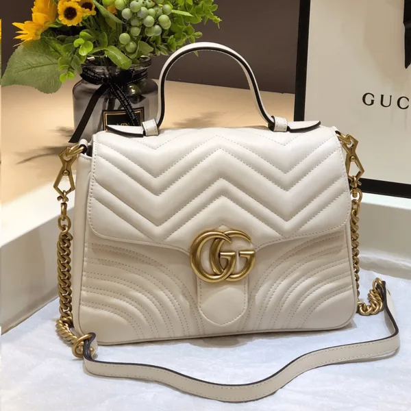 Gucci Marmont Top Handle Handbag White 27 cm product view 1