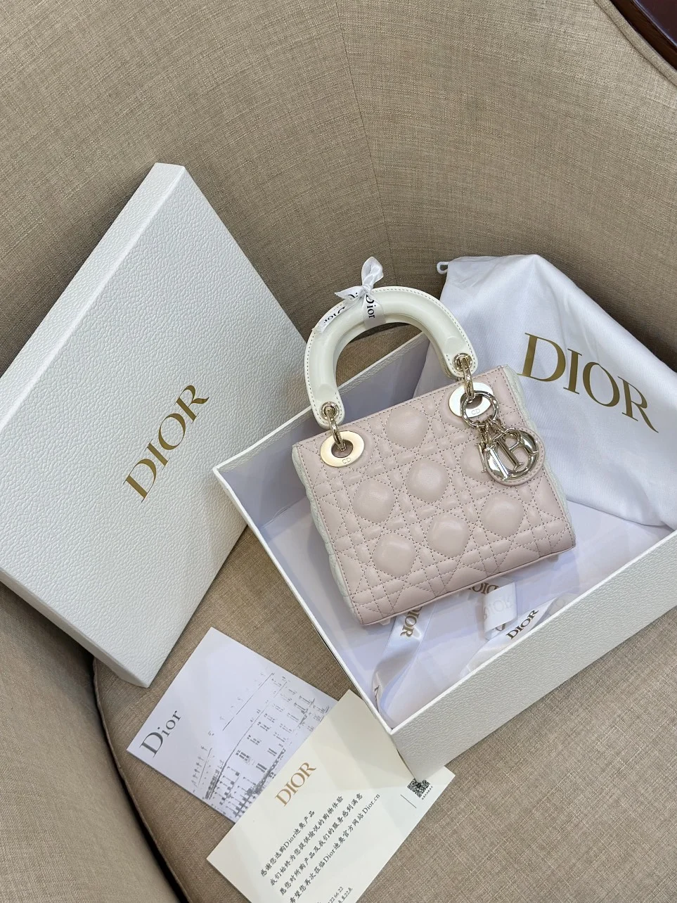Dior Lady Mini Handbag for Women Pink Cowhide 18 cm product view 8