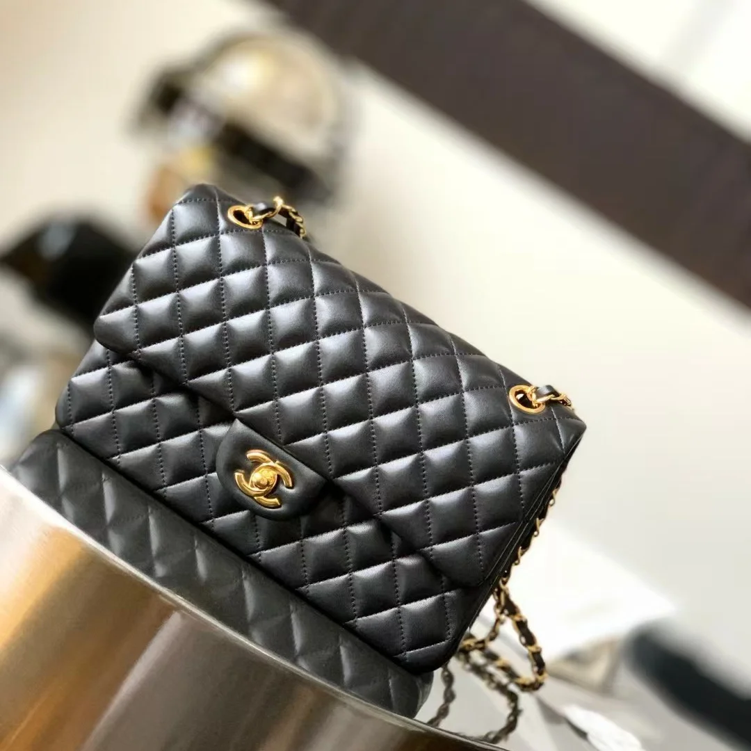 Chanel Charm Handbag Sheepskin Black Lock Gold 25x16x7cm product view 1