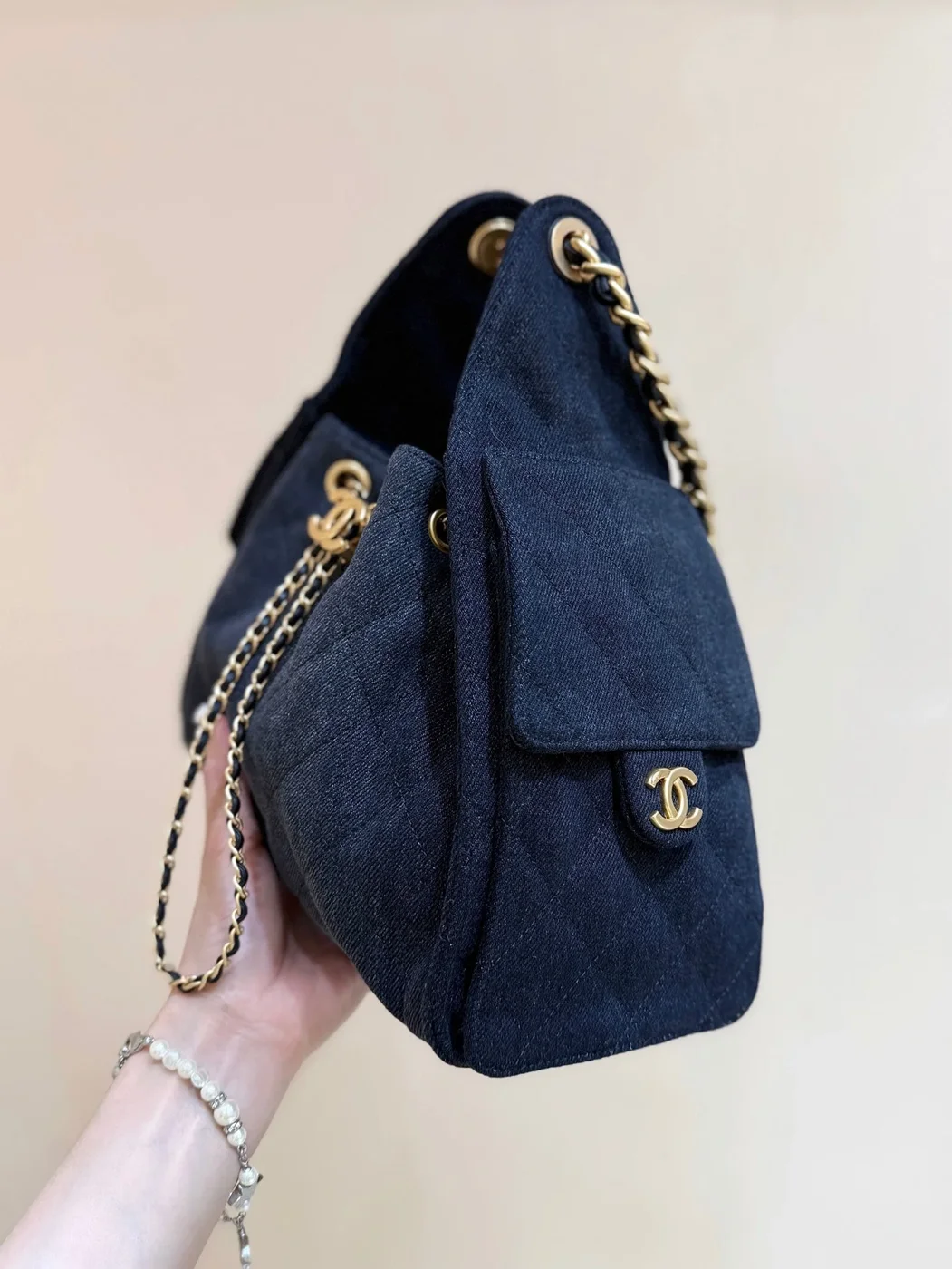 Chanel 25 Handbag 30 In Denim Gold Hardware product view 3