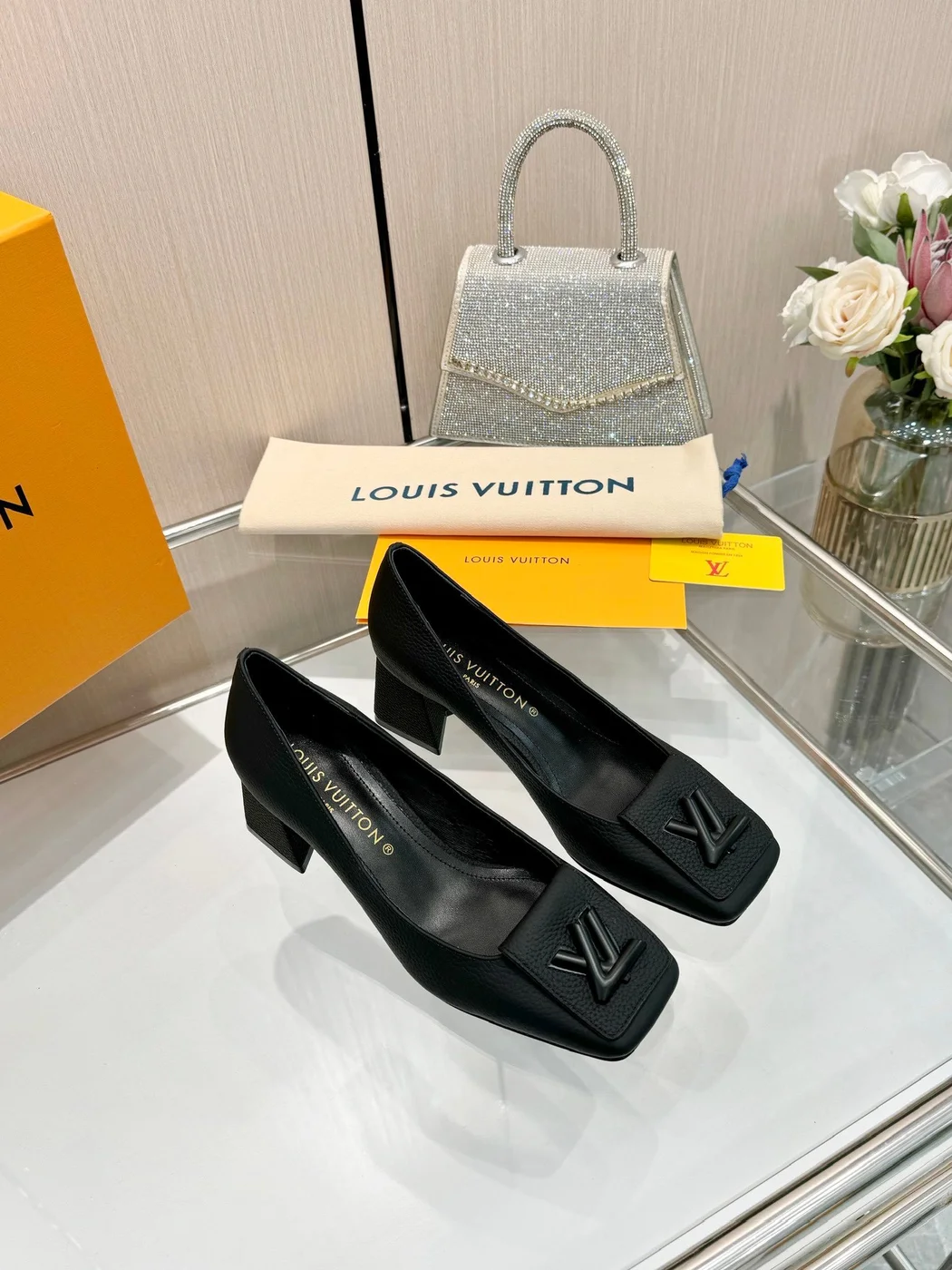 Louis Vuitton Women Black Block-Heel Pumps product view 5