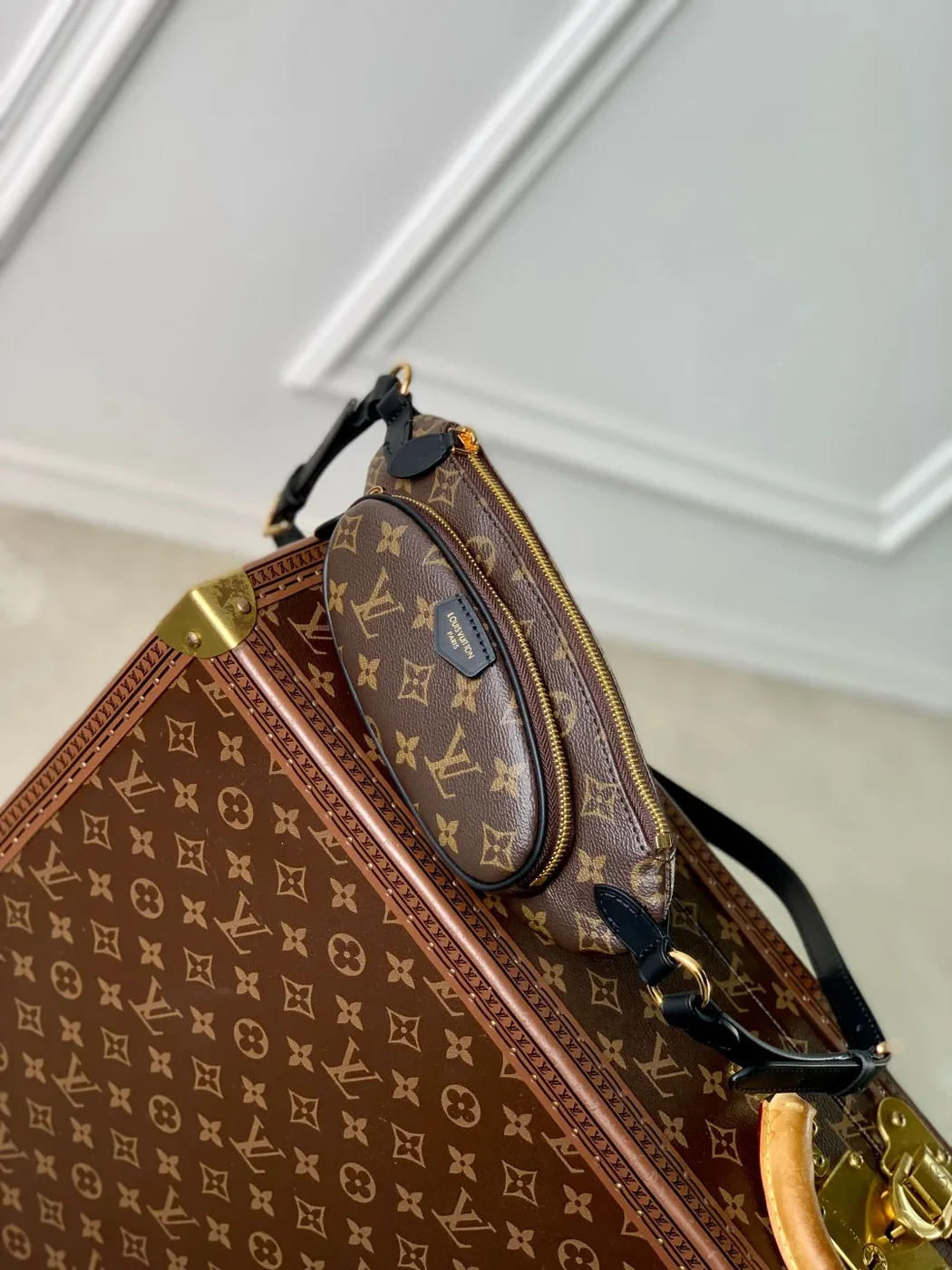 Louis Vuitton Keepit Bumbag 29 In Brown Damier Azur Coated Monogram Canvas Bag product view 3