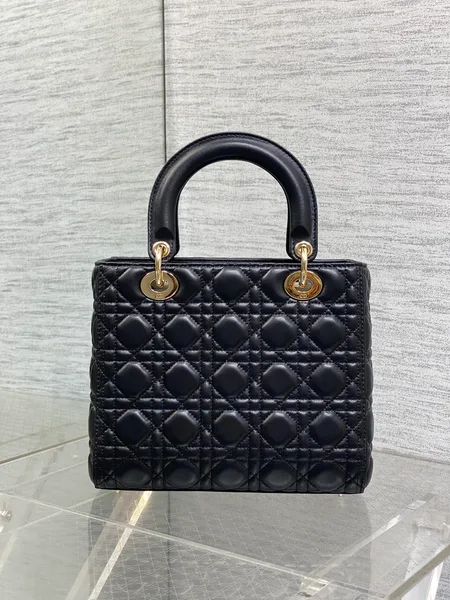 Dior Lady Black Gold Hardware (Medium size) Bag product view 6