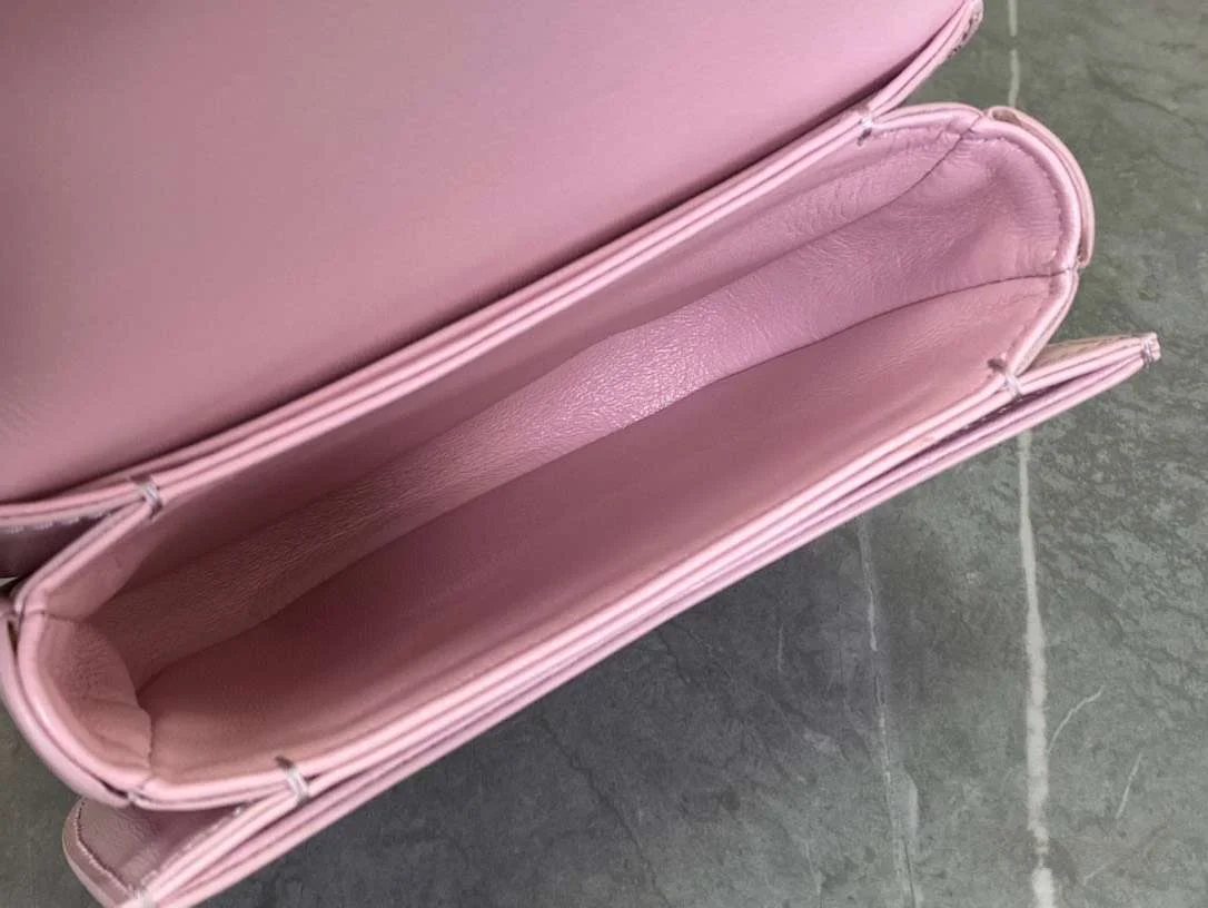 Celine Handle Shiny Wrinkled Leather Pink 15.5× .5x5cm Bag product view 4