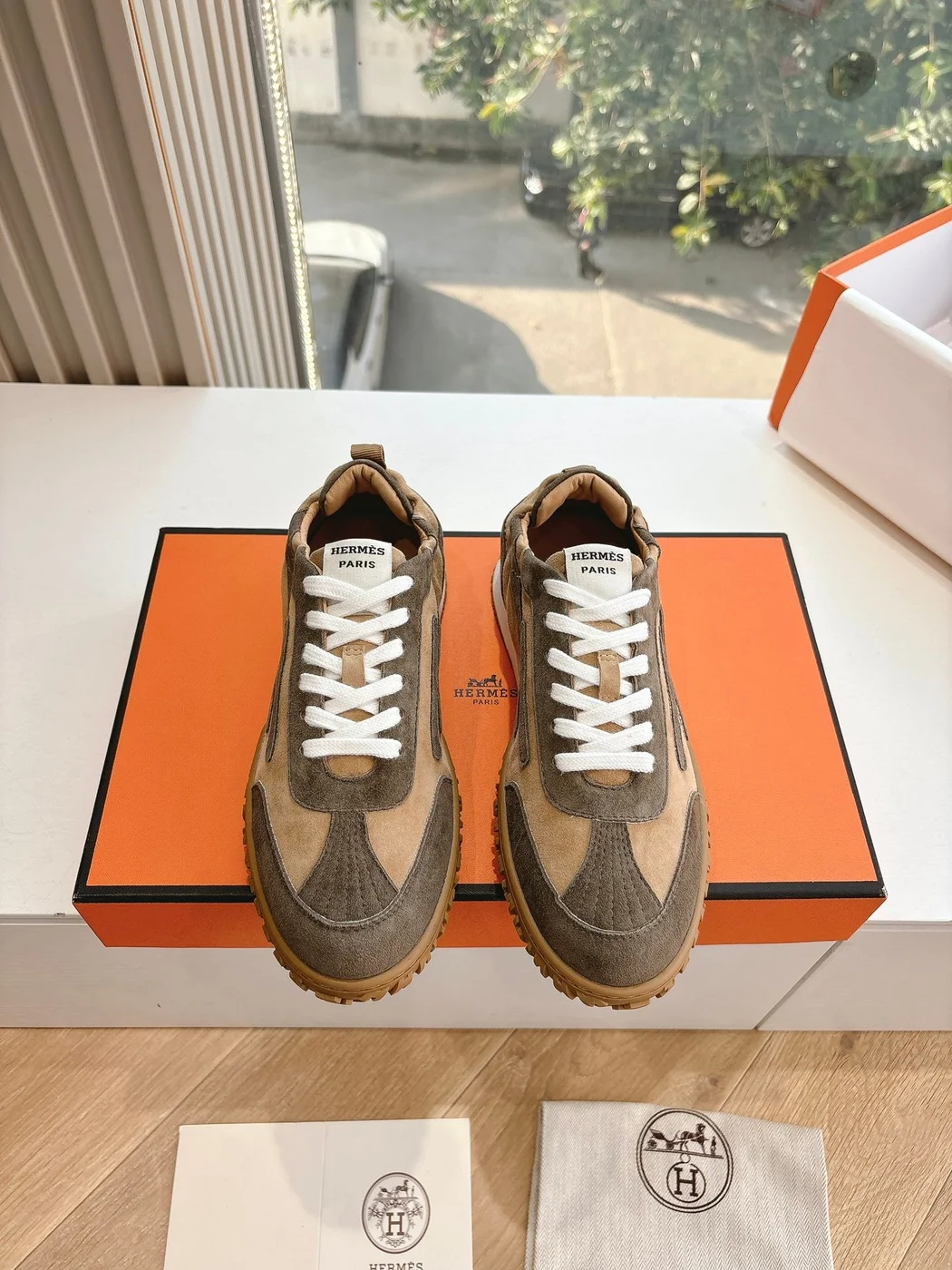 Hermès Women Brown Suede Sneakers product view 1