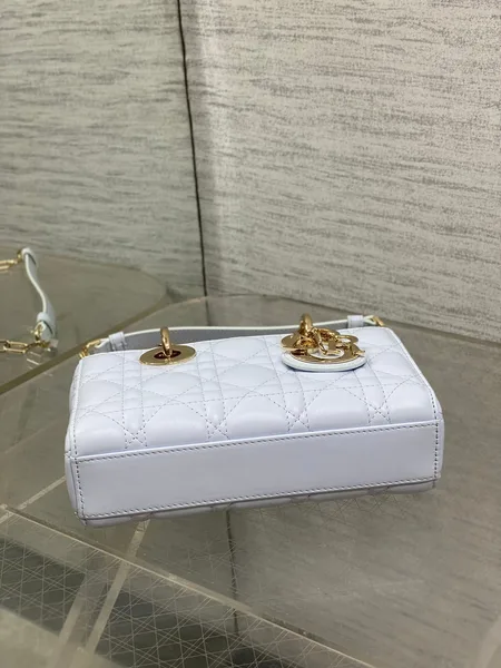 Dior Small Lady D‑Joy Bag 19 In Light Blue Gold Hardware product view 6