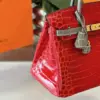Hermès Birkin 30 Red/Liam Blue Crocodile Leather Gold Hardware. – Custom Made Bag product view 3