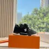 Louis Vuitton Women Black Leather Mesh Sneakers product view 2