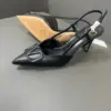 Valentino Women Black Leather Pointed Slingback Pumps product view 6