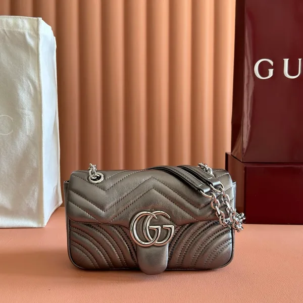 Gucci GG Marmont Bag 22 In Warm Gray Brown Lambskin product view 1