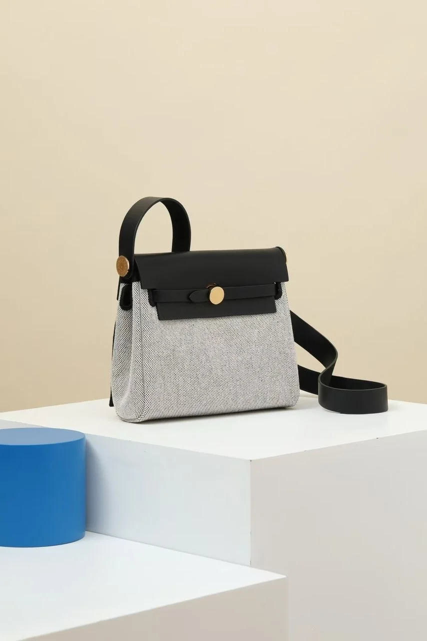 Hermès Herbag Mini in Ecru/Black gold hardware Bag product view 5