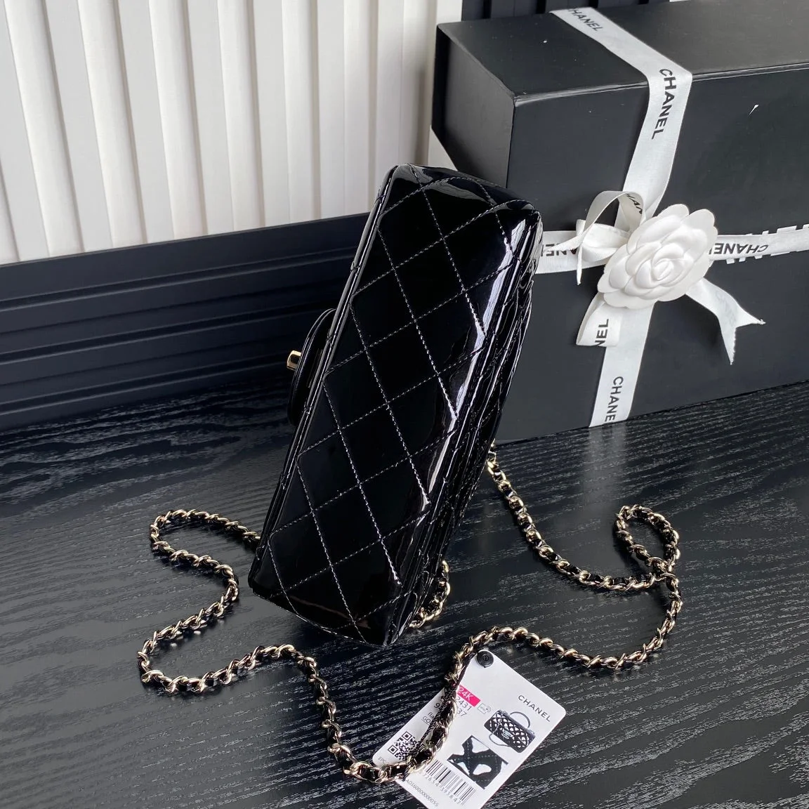 Chanel Patent Quilted Mini Top Handle Flap Bag product view 8