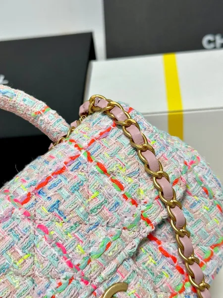 Chanel Mini Flap Bag with Top Handle Pink Tweed Bag product view 3