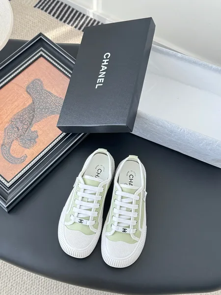 Chanel Women Light Green Canvas Sneakers product view 1