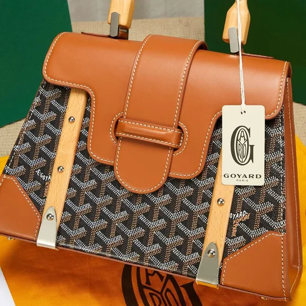 Goyard Saigon Brown Handbag With Wooden Handle 28 cm product view 2