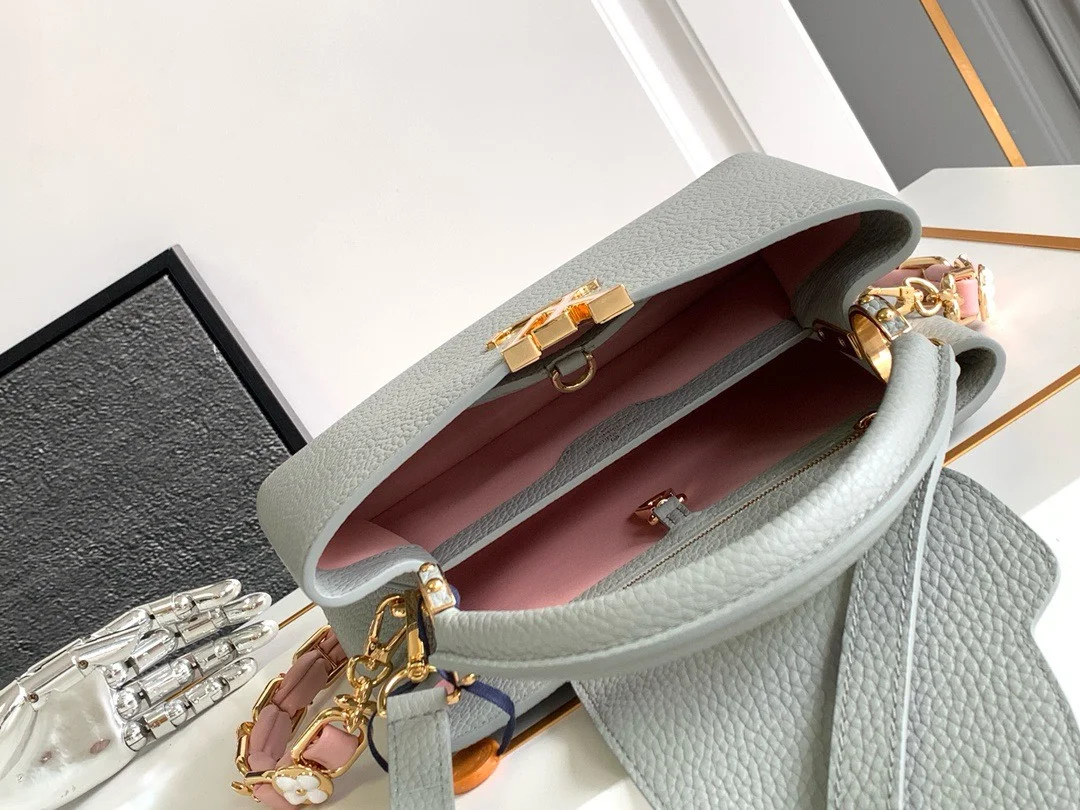 Louis Vuitton Capucines BB Woman’s Grey Blue Handbags 27x18x9cm product view 5