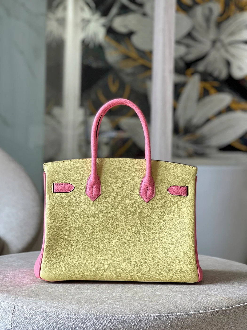 Hermès Birkin 30 Yellow/Rose Pink Togo Leather Gold Hardware Bag product view 4