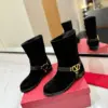 Valentino Women Black Suede Leather Strap Boots product view 3