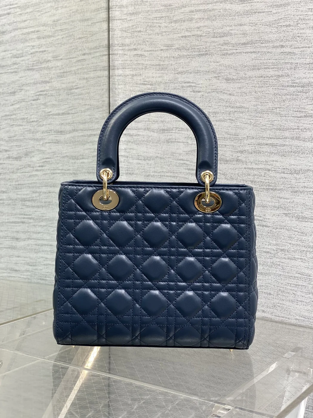 Dior Medium Lady Bag 24 In Deep Ocean Blue Gold Hardware product view 2