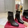 Valentino Women Black Leather Studded Ankle Boots product view 1