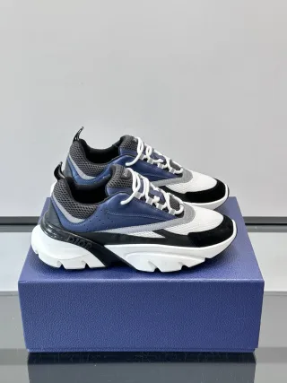 Dior B22 sneakers in blue technical mesh and silver-tone smooth calfskin product view 1
