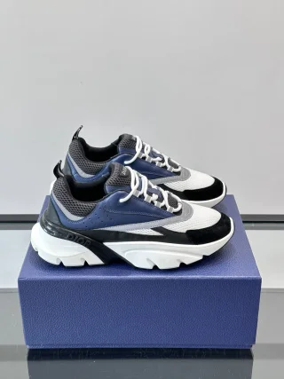 Dior B22 sneakers in blue technical mesh and silver-tone smooth calfskin product view 1
