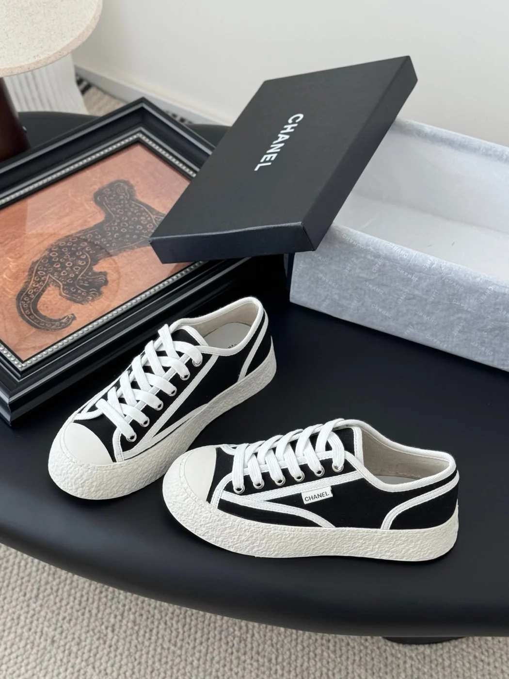 Chanel Women Black Canvas Casual Sneakers product view 2