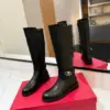 Valentino Women Black Leather Knee High Boots product view 3
