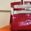 Hermès Birkin 25 Red Crocodile Leather Palladium Hardware Bag product view 3