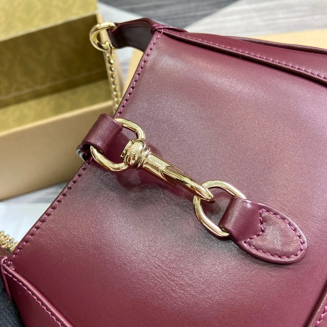 Gucci Jackie Notte Mini Bag 19 In Burgundy Red Calfskin Gold Hardware product view 2