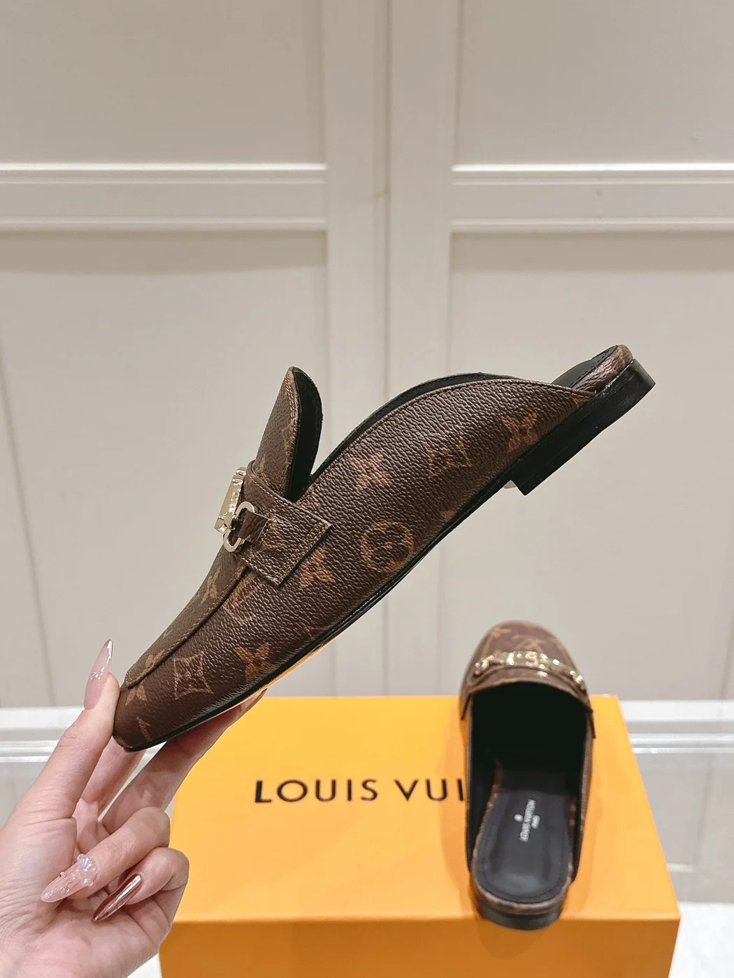 Louis Vuitton Women Brown Leather Mules product view 5