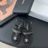 Chanel Women Black Leather Chain Detail Sandals product view 1