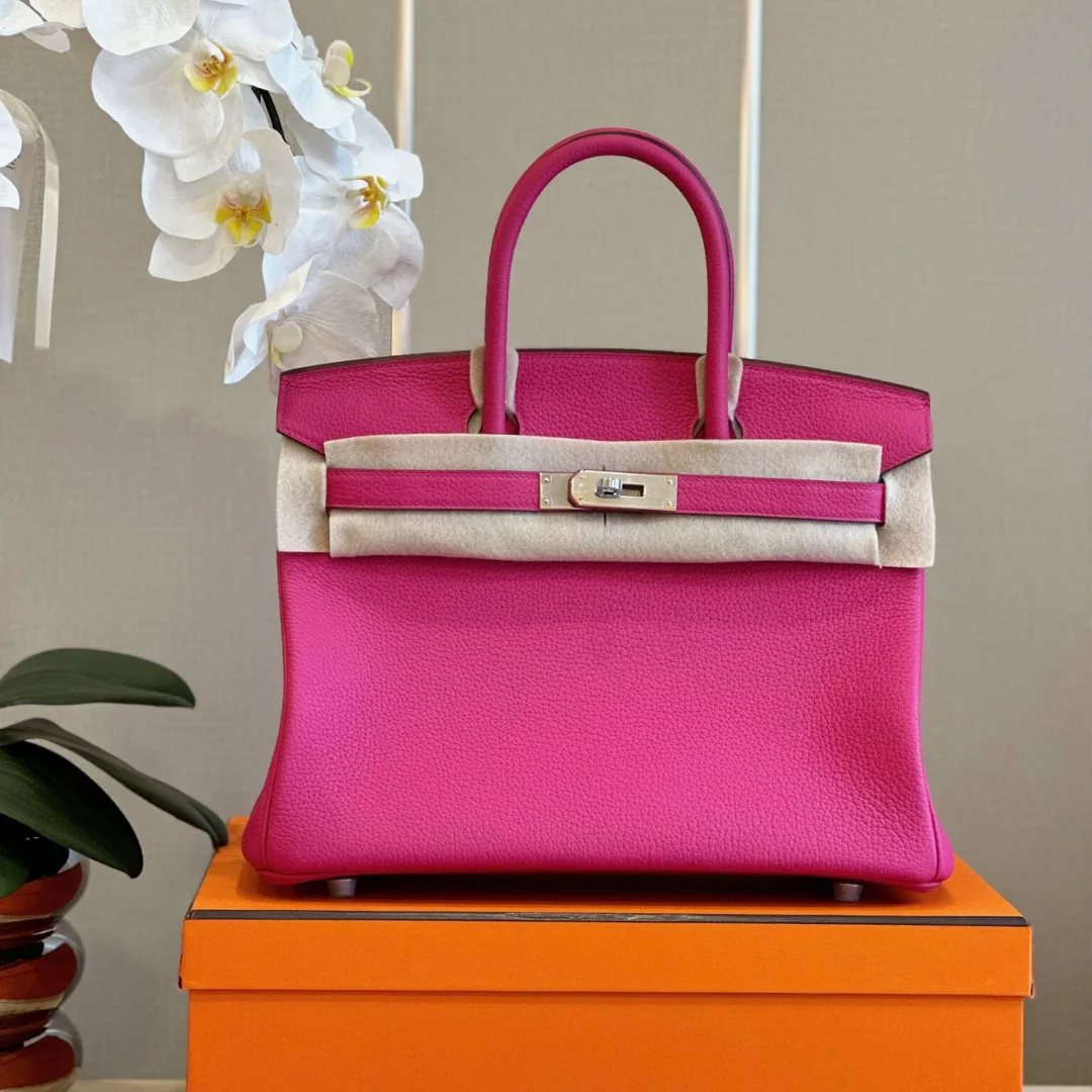 Hermès Birkin 30 Rose Shocking Taurillon Clemence Palladium Hardware Bag product view 1