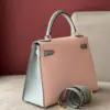 Hermès Kelly 25 Rose Sakura  Gris Perle Chèvre Epsom Leather Gold Hardware Bag product view 7