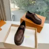 Louis Vuitton Women Brown Checkered Leather Loafers product view 3