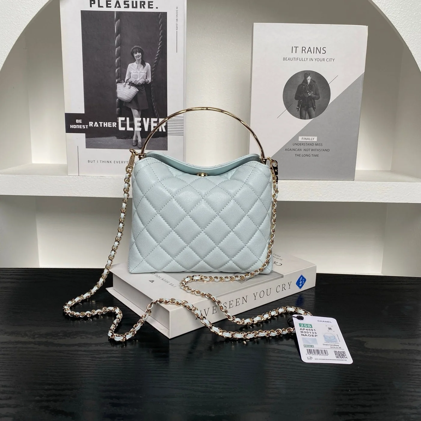 Chanel Small Hobo Bag in light blue quilted calfskin product view 2