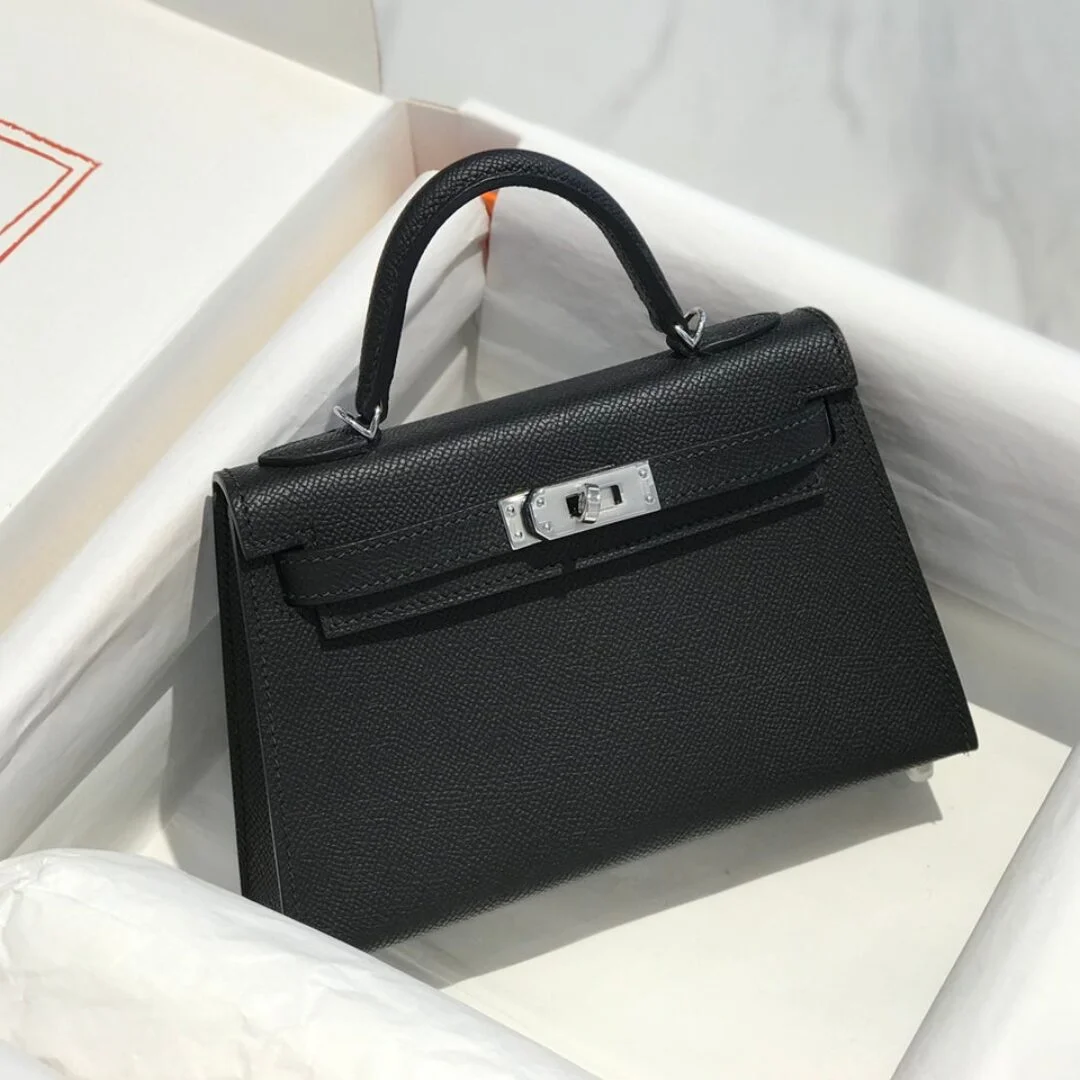 Hermès Mini 20 Black Epsom Silver Hardware Bag